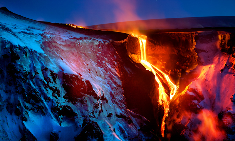 Iceland Lava Falls Volcanic Eruption